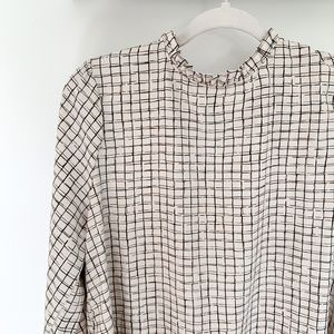 Andree By Unit Cream & Brown Patterned Long Sleeve Blouse